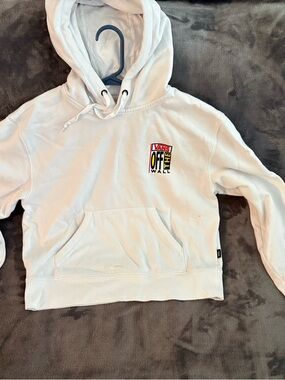 Vans White Hoodie with Small Multicolor Off The Wall Logo
